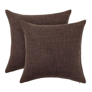 2pcs Linen Throw Pillow Covers Blank Cotton Square Cushion Cover Brown